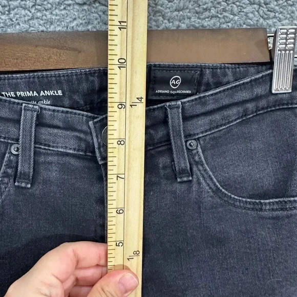AG ADRIANO GOLDSCHMIED jeans 26 The Prima Cigarette Leg Black Pants chewed hem - Picture 9 of 11